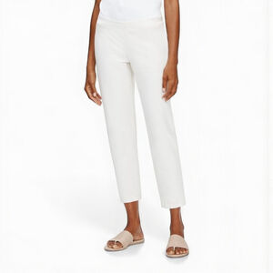 Eileen Fisher System Washable Stretch Crepe Slim Ankle Pull On Pant Sz M White